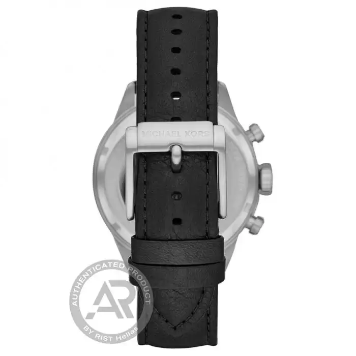 SKU-46218 / MICHAEL KORS Chronograph Gage Black Leather Strap