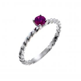 Μονόπετρο Δαχτυλίδι Λευκόχρυσος Κ18 με Rhodolite SKU-46180