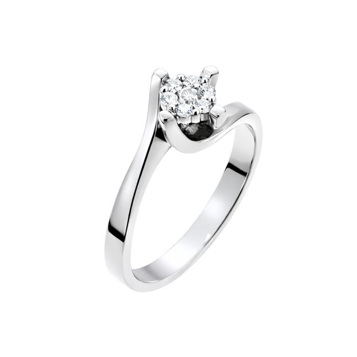 Μονόπετρο Λευκόχρυσος Κ18 με Διαμάντια SKU-46249