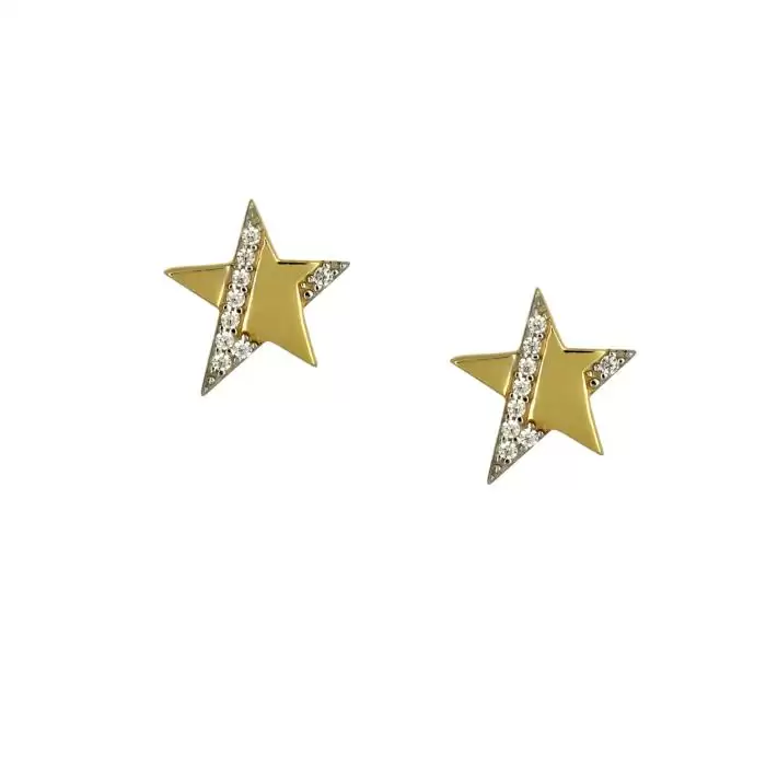 SKU-46527 / Σκουλαρίκια Καρφωτά Αστέρι Χρυσός Κ9 Με Ζιργκόν