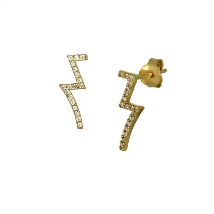 SKU-46524 / Σκουλαρίκια Κεραυνός Χρυσός Κ9 με Ζιργκόν