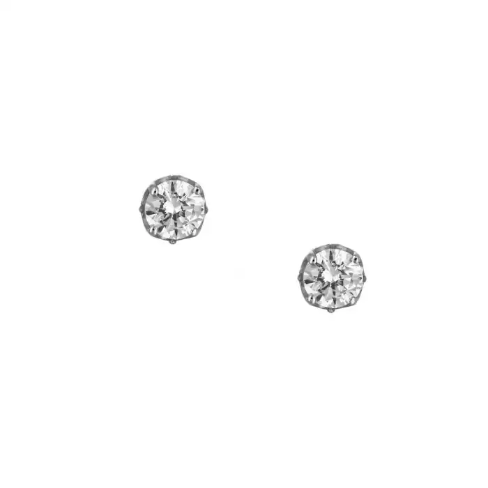 SKU-46597 / Σκουλαρίκια Μονόπετρο Λευκόχρυσος Κ14 με Ζιργκόν
