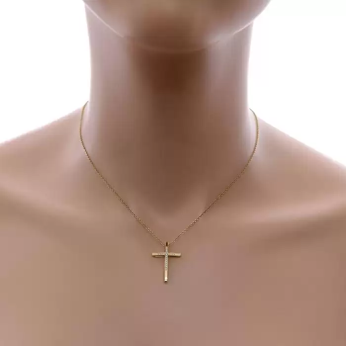 Σταυρός DiamondJools Χρυσός Κ18 με Διαμάντια SKU-46889