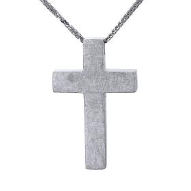 Σταυρός Ανδρικός με Αλυσίδα Λευκόχρυσος Κ14 SKU-46458