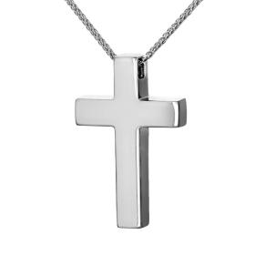 Σταυρός Ανδρικός με Αλυσίδα Λευκόχρυσος Κ14 SKU-46458