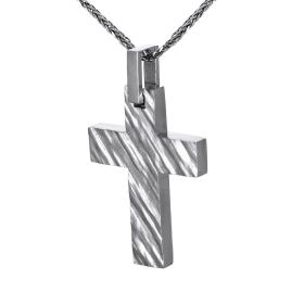 Σταυρός Ανδρικός  Λευκόχρυσος Κ14 με  Σαγρέ & Ματ Φινίρισμα SKU-46006