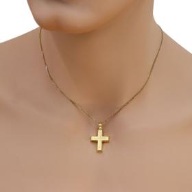 Σταυρός Ανδρικός Χρυσός Κ14 με Λουστρέ & Ματ Φινίρισμα SKU-46007