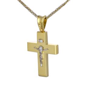 Σταυρός Ανδρικός Χρυσός & Λευκόχρυσος Κ18 SKU-46014