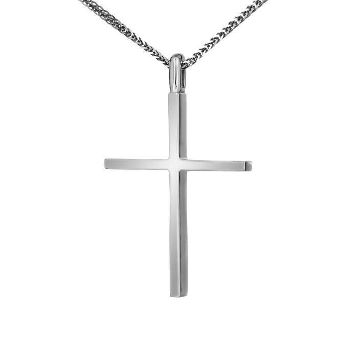 Σταυρός Λευκόχρυσος Κ14 με Αλυσίδα SKU-46185