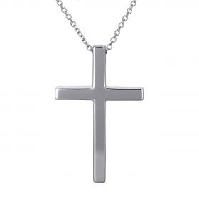 Κλασικός Σταυρός με Αλυσίδα Λευκόχρυσος Κ14 SKU-46189