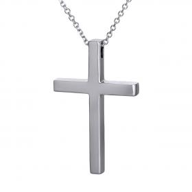 Κλασικός Σταυρός με Αλυσίδα Λευκόχρυσος Κ14 SKU-46189