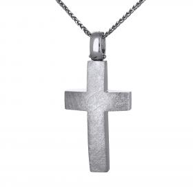 Σταυρός Λευκόχρυσος Κ14 με Σαγρέ & Ματ Φινίρισμα SKU-46779