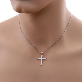 Σταυρός Ανδρικός Λευκόχρυσος Κ14 με Λουστρέ Φινίρισμα SKU-46945