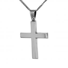 Σταυρός Ανδρικός Λευκόχρυσος Κ14 με Λουστρέ Φινίρισμα SKU-46945