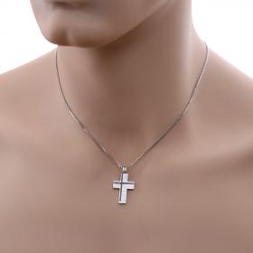 Σταυρός Ανδρικός Λευκόχρυσος Κ14 με 'Ενθετο Σταυρό SKU-46949