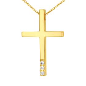 Σταυρός Χρυσός Κ14 με Διαμάντια SKU-46190