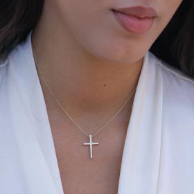 Σταυρός Χρυσός Κ14 με Διαμάντια SKU-46190