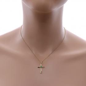 Σταυρός Χρυσός Κ18 με Σμαράγδι & Διαμάντια SKU-46725