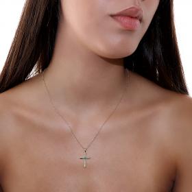 Σταυρός Χρυσός Κ18 με Σμαράγδι & Διαμάντια SKU-46725