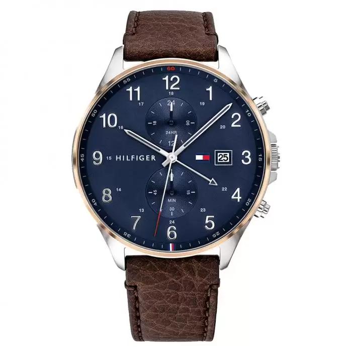 Ρολόι Ανδρικό TOMMY HILFIGER West με Καφέ Δερμάτινο Λουράκι | 1791712 SKU-47744