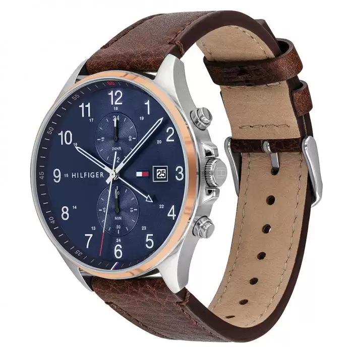 Ρολόι Ανδρικό TOMMY HILFIGER West με Καφέ Δερμάτινο Λουράκι | 1791712 SKU-47744