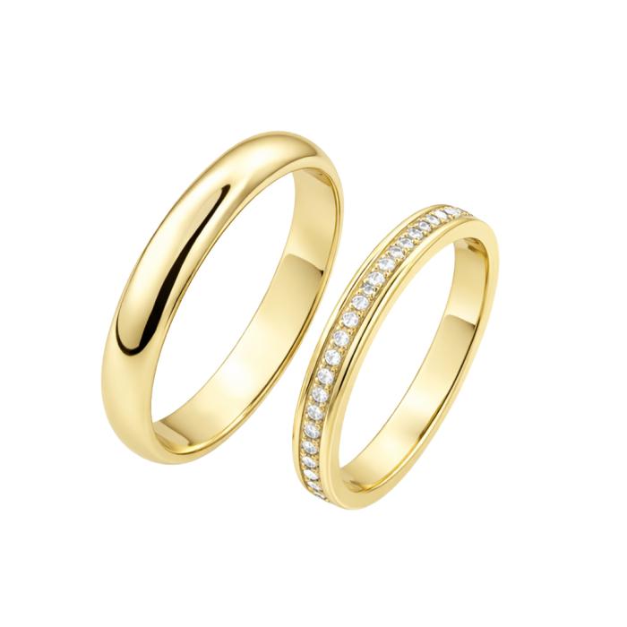 Βέρες Γάμου με Διαμάντια από Κίτρινο Χρυσό K14 SKU-47571