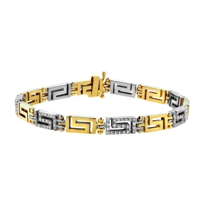 Βραχιόλι Μαίανδρος Λευκόχρυσος & Χρυσός Κ14 με Διαμάντια SKU-47431