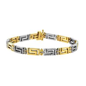 Βραχιόλι Μαίανδρος Λευκόχρυσος & Χρυσός Κ14 με Διαμάντια SKU-47431