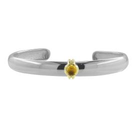 Βραχιόλι Χειροπέδα Ασήμι 925° & Χρυσός Κ14 με Citrine SKU-47804
