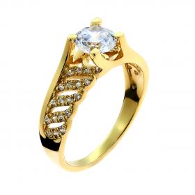 Δαχτυλίδι Μονόπετρο Χρυσός Κ14 με Ζιργκόν
