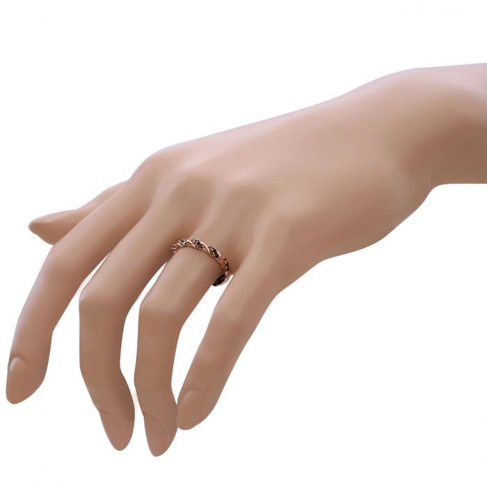 Δαχτυλίδι Ροζ Χρυσός Κ14 με Μαύρα Διαμάντια