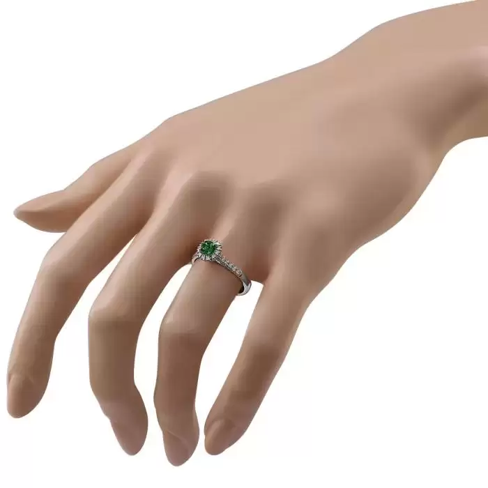 SKU-47116 /  Δαχτυλίδι Ροζέτα Λευκόχρυσος Κ18 με Green Tourmaline & Διαμάντια