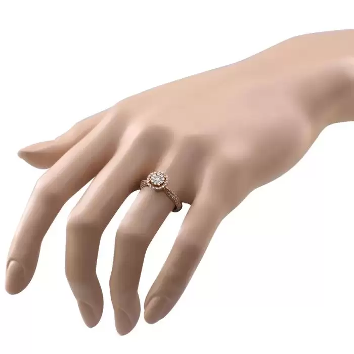 SKU-47160 / Δαχτυλίδι Ροζέτα Ροζ Χρυσός Κ18 με Διαμάντια