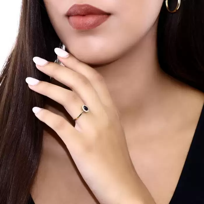 Δαχτυλίδι Ροζέτα Χρυσός Κ18 με Ζαφείρι & Διαμάντια 