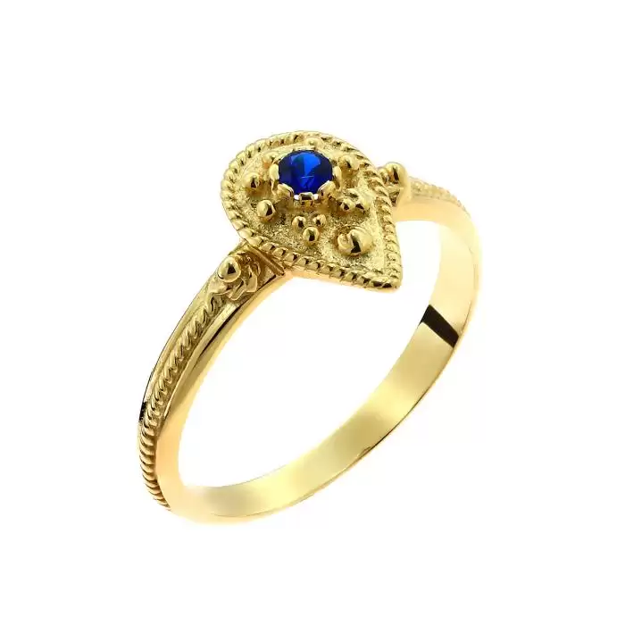 SKU-47309 / Δαχτυλίδι Βυζαντινό Χρυσός Κ14 με Ζιργκόν