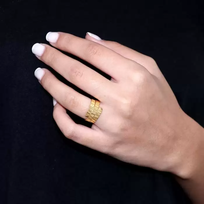 Δαχτυλίδι Χειροποίητο Ασήμι 925° με Κίτρινο Επιχρύσωμα