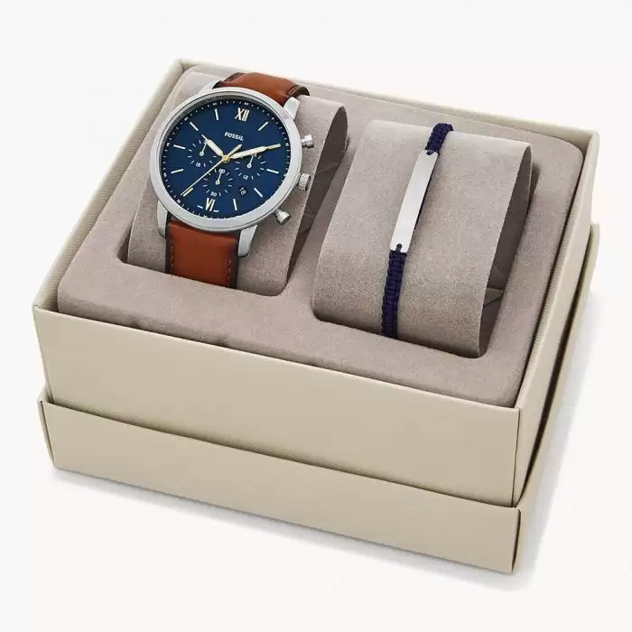 SKU-47081 / FOSSIL Neutra Chronograph Brown Leather Strap Gift Box Set