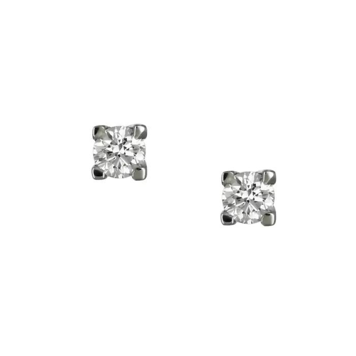 SKU-47473 / Σκουλαρίκια Λευκόχρυσος Κ18 με Διαμάντι