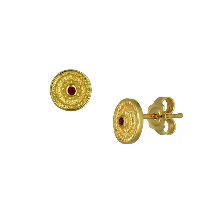 SKU-47305 / Σκουλαρίκια Καρφωτά Χρυσός Κ14 με Ζιργκόν