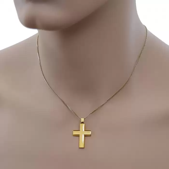 Σταυρός Ανδρικός Χρυσός Κ14 με Λουστρέ Φινίρισμα SKU-47219