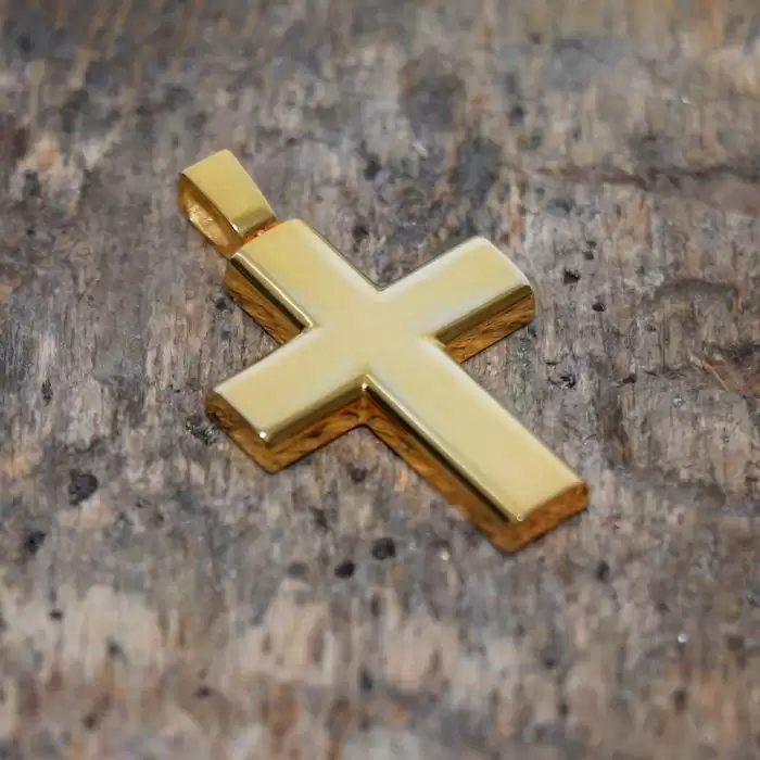 Σταυρός Ανδρικός Χρυσός Κ14 με Λουστρέ Φινίρισμα SKU-47219