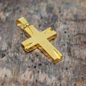 Σταυρός Χρυσός Κ14 με Λουστρέ,Ματ & Σαγρέ Φινίρισμα SKU-47220