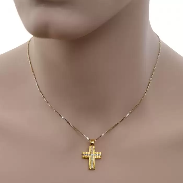 Σταυρός Ανδρικός Χρυσός & Λευκόχρυσος Κ14 SKU-47224