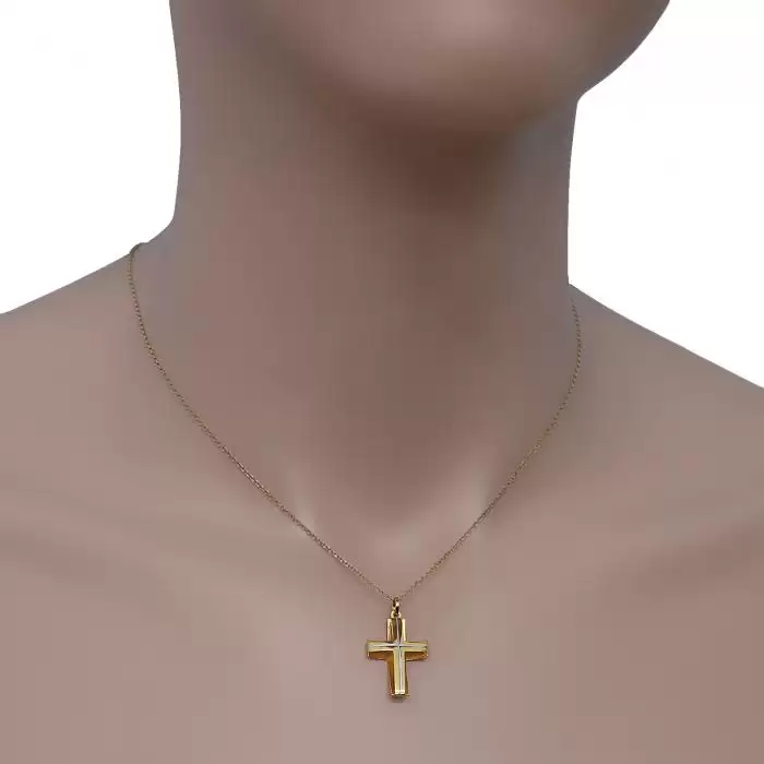 Σταυρός Χρυσός & Λευκόχρυσος Κ14 Διπλής Όψεως SKU-47233