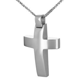 Σταυρός Λευκόχρυσος Κ14	με Λουστρέ Φινίρισμα SKU-47425