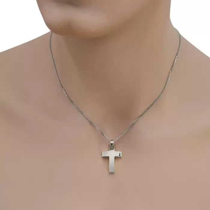 Σταυρός Λευκόχρυσος Κ14	με Λουστρέ Φινίρισμα SKU-47425