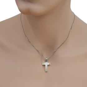 Σταυρός Λευκόχρυσος Κ14	με Λουστρέ Φινίρισμα SKU-47425