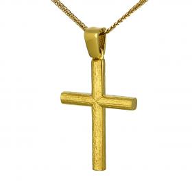 Σταυρός Χειροποίητος Χρυσός Κ14 Διπλής Όψεως SKU-47553