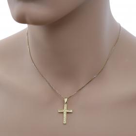 Σταυρός Ανδρικός Χρυσός Κ14 με Σαγρέ & Ματ Φινίρισμα SKU-47554