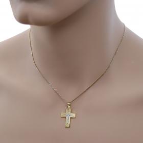 Σταυρός Ανδρικός Χρυσός & Λευκόχρυσος Κ14 με τον Εσταυρωμένο SKU-47562